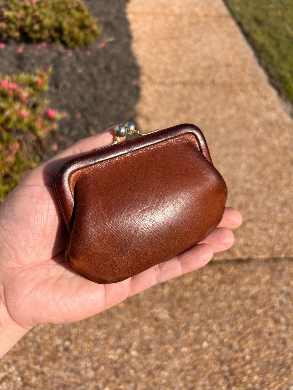 Vintage Coach Kisslock Coin Wallet brown leather - Picture 2 of 4